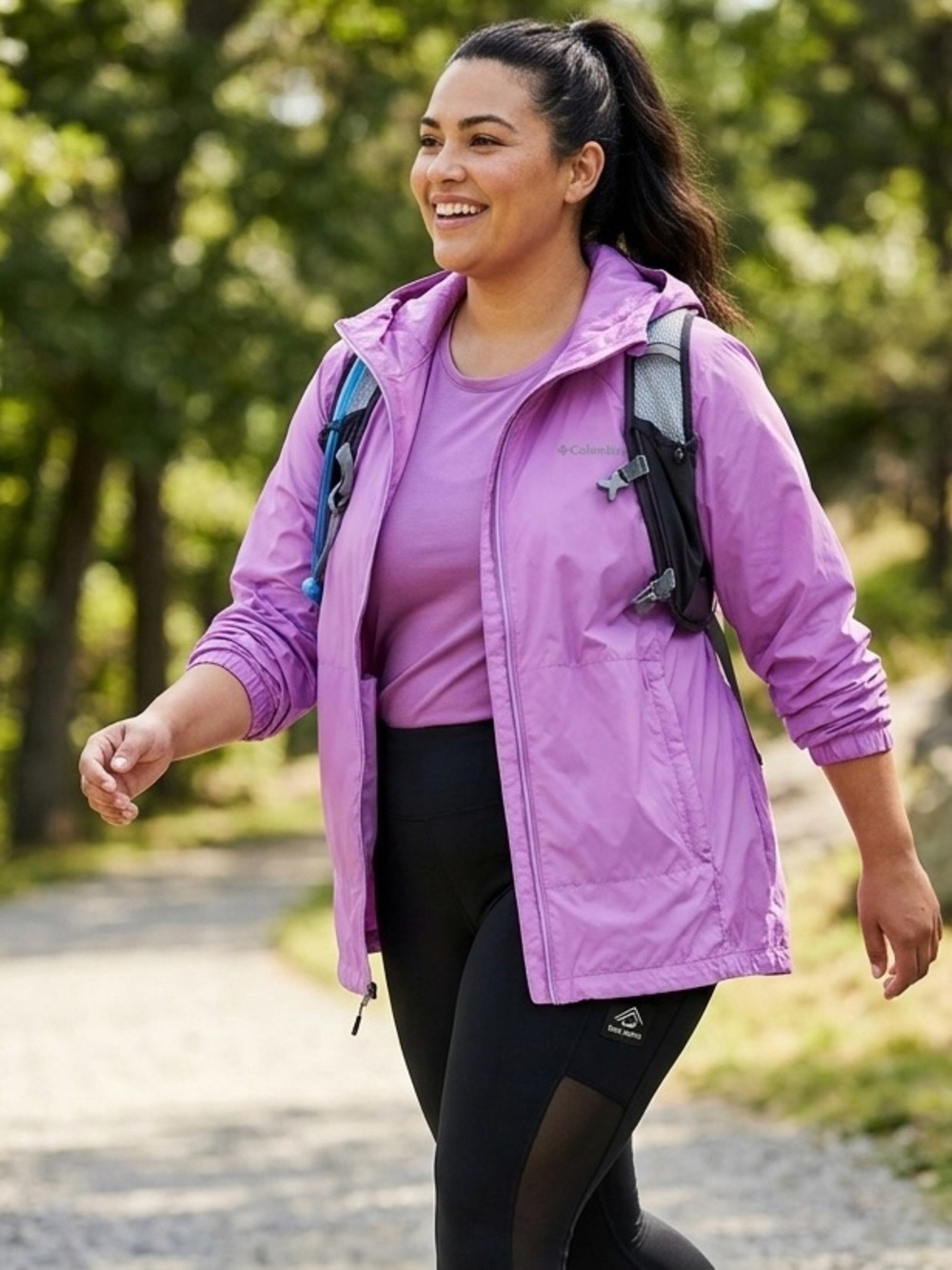 Columbia Lilac Purple Hooded Lightweight Rain Jacket